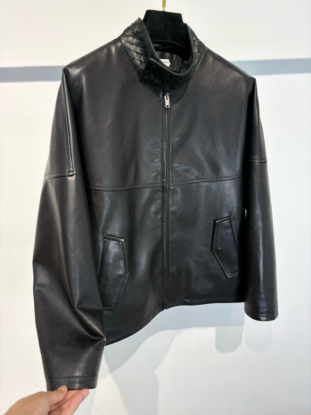 Falection FW26 bv Intrecciato leather blouson jacket