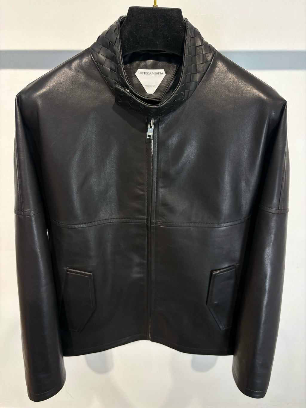 Falection FW26 bv Intrecciato leather blouson jacket