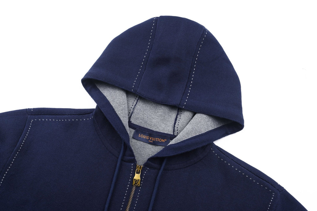 Falection FW26 Graphic Intarsia Zipped Cotton Hoodie in 2 Colors
