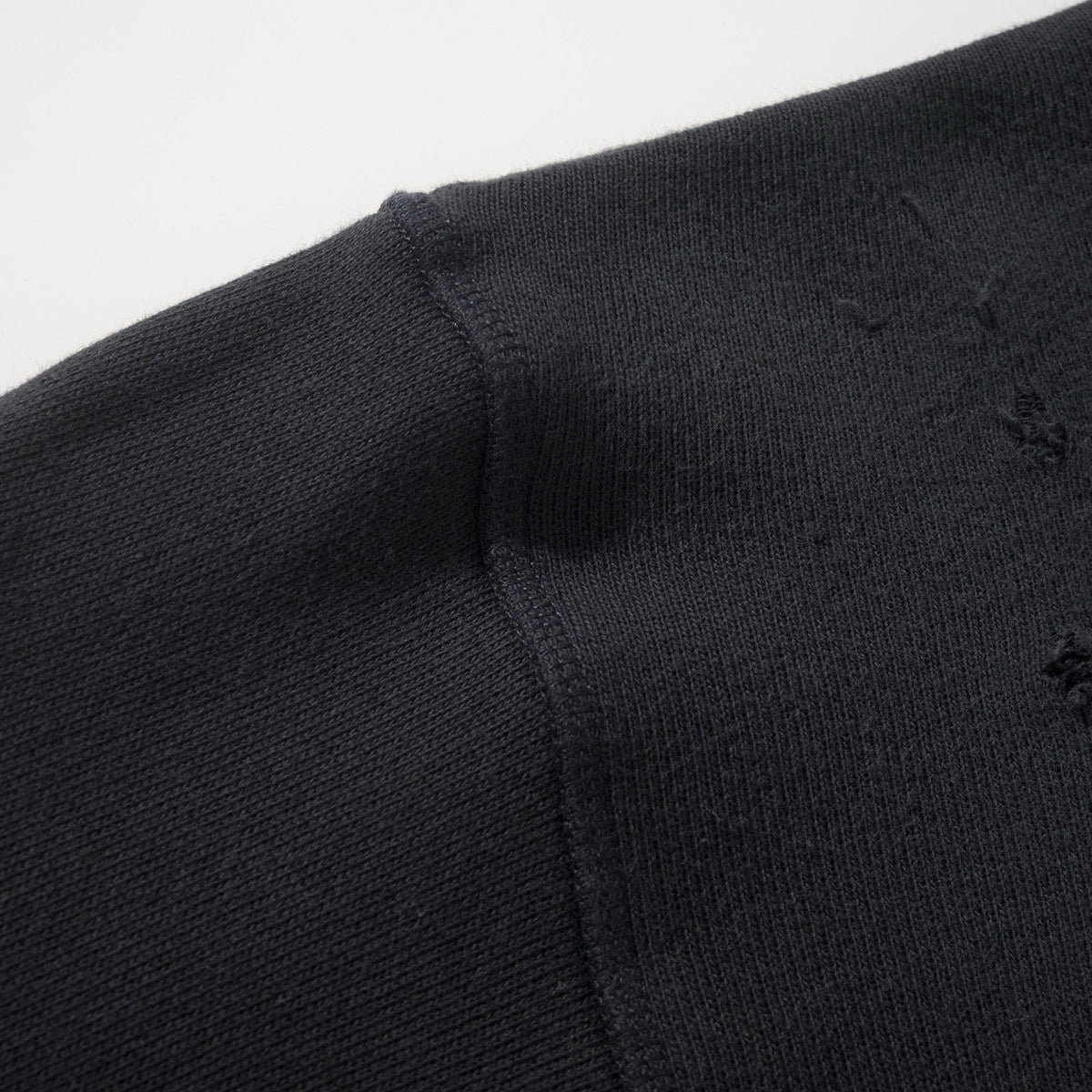 Falection FW26 Logo Distressed Fleece Henley Sweatshirt in 2 Colors