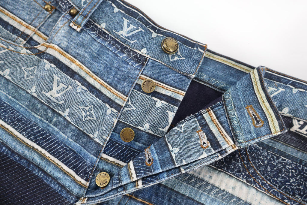 Falection SS27 Patchwork Monogram Denim Shorts