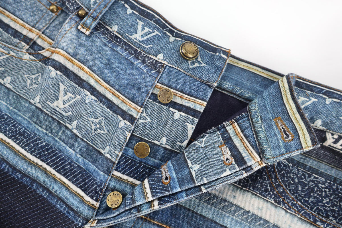 Falection SS27 Patchwork Monogram Denim Shorts
