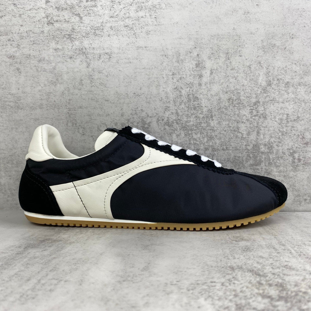Falection FW26 Shot Sneaker Suede Strimmed in Black/White