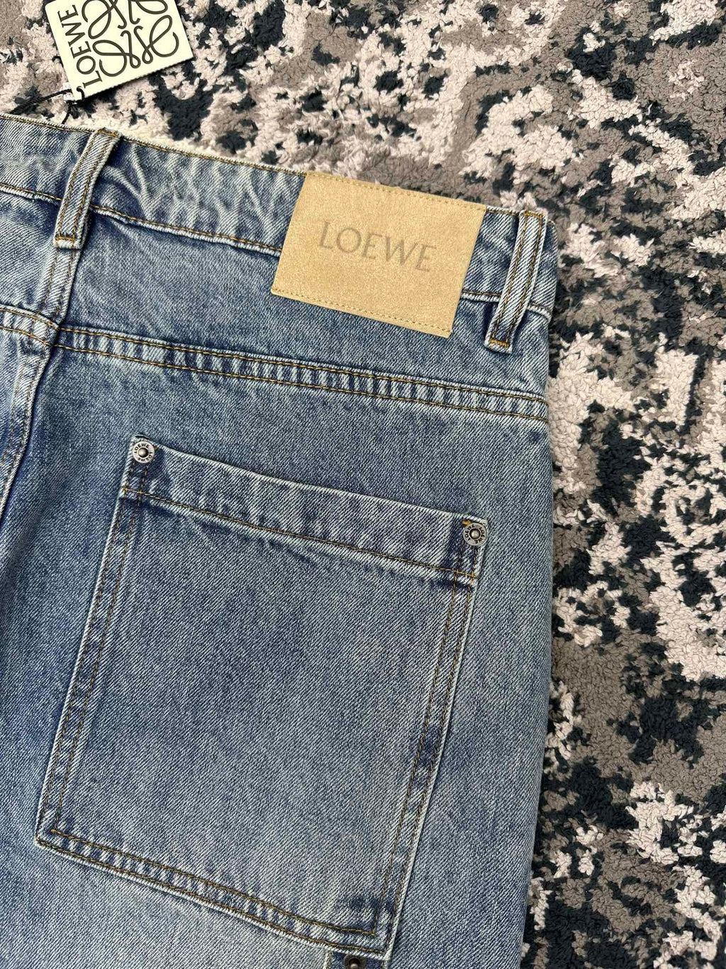 Falection FW26 Leather Patch Straight Leg Jeans in 2 Colors