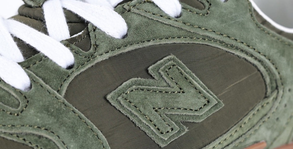 Falection NB x MIU SS26 530 SL Technical Fabric and Suede Sneaker in Olive