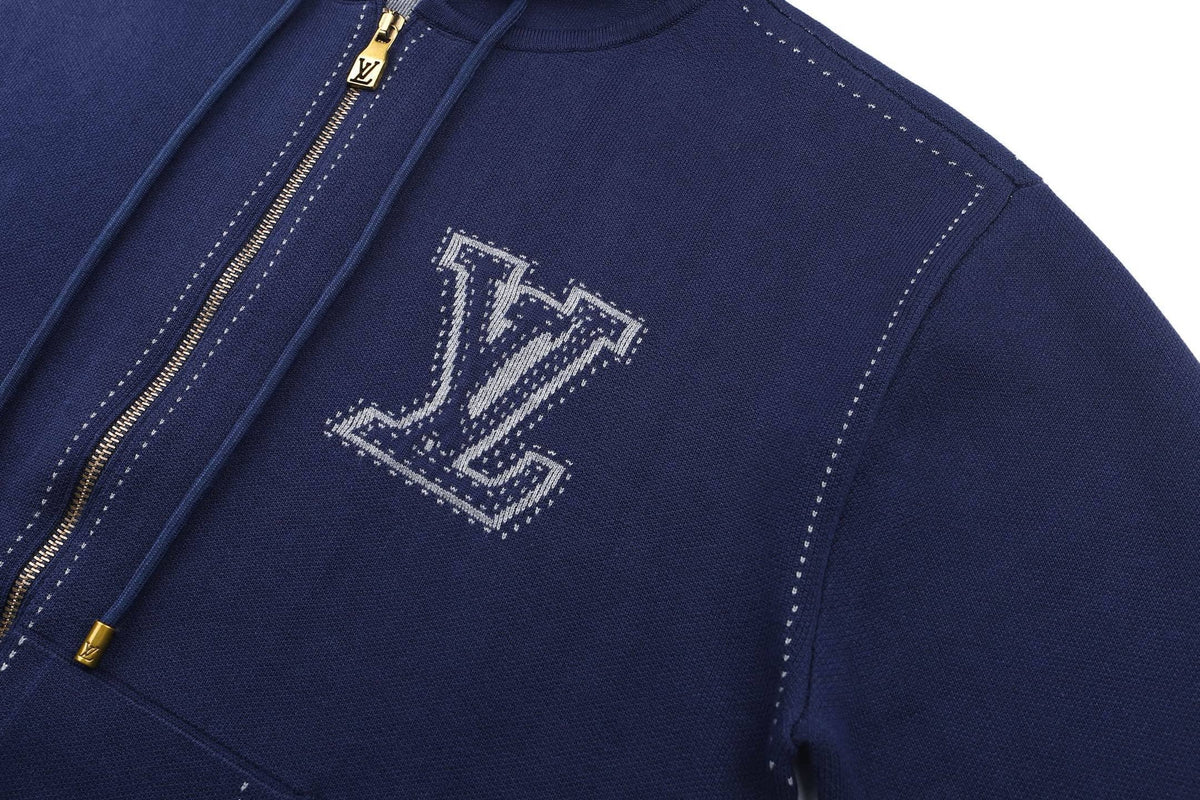 Falection FW26 Graphic Intarsia Zipped Cotton Hoodie in 2 Colors