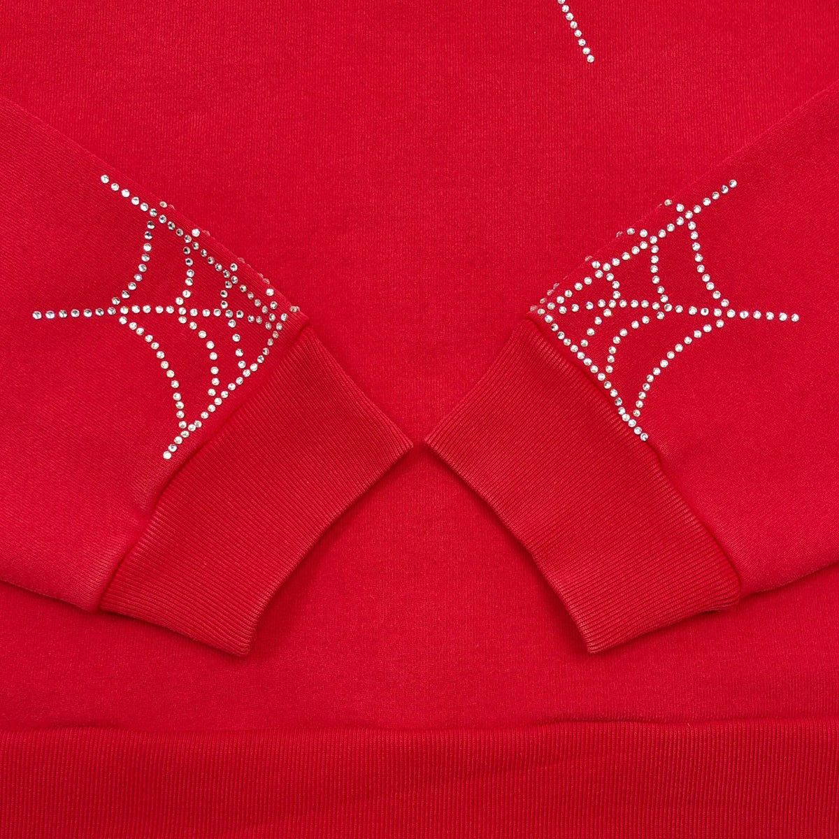 Falection Sp5der FW26 Rhinestone Web Zip Hoodie in Red