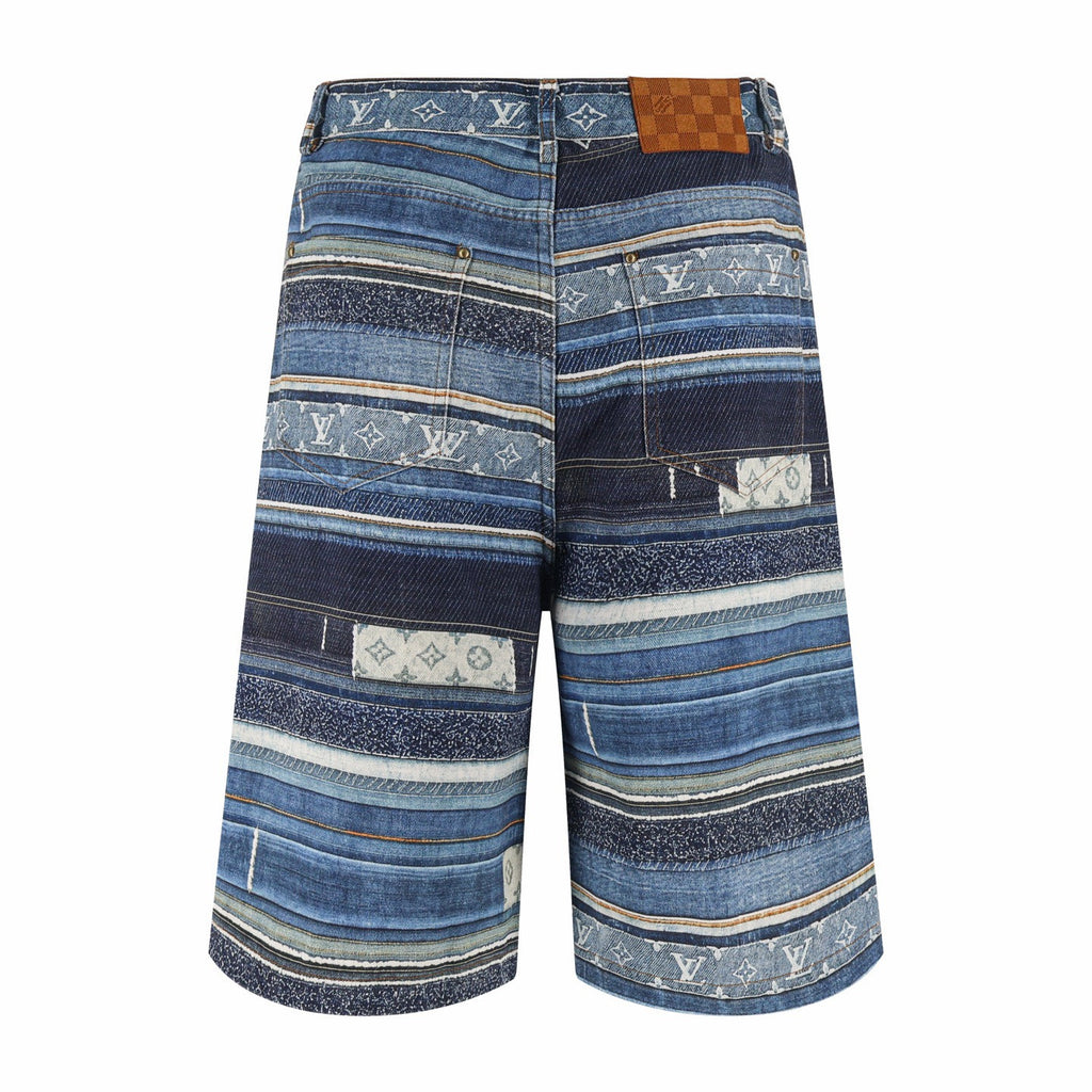 Falection SS27 Patchwork Monogram Denim Shorts
