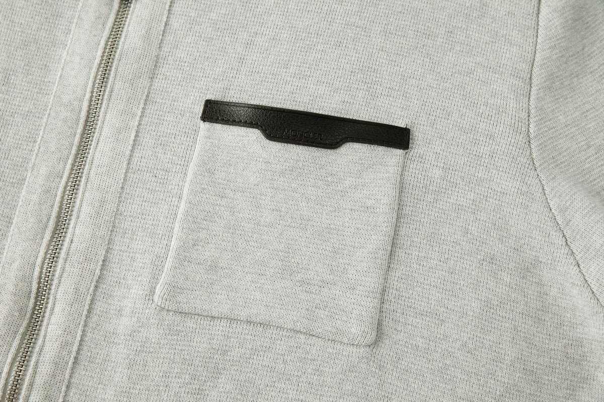 Falection FW26 Leather Logo Wool Zip Up Cardigan in 3 Colors