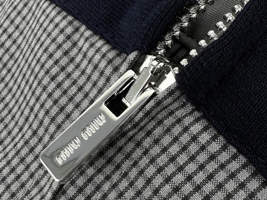 Falection FW26 Grey Gingham Check Blouson Jacket
