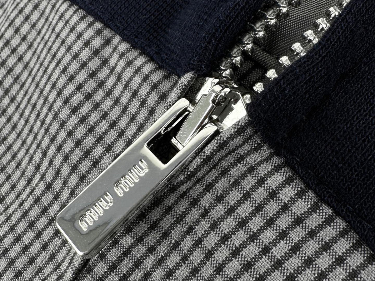 Falection FW26 Grey Gingham Check Blouson Jacket