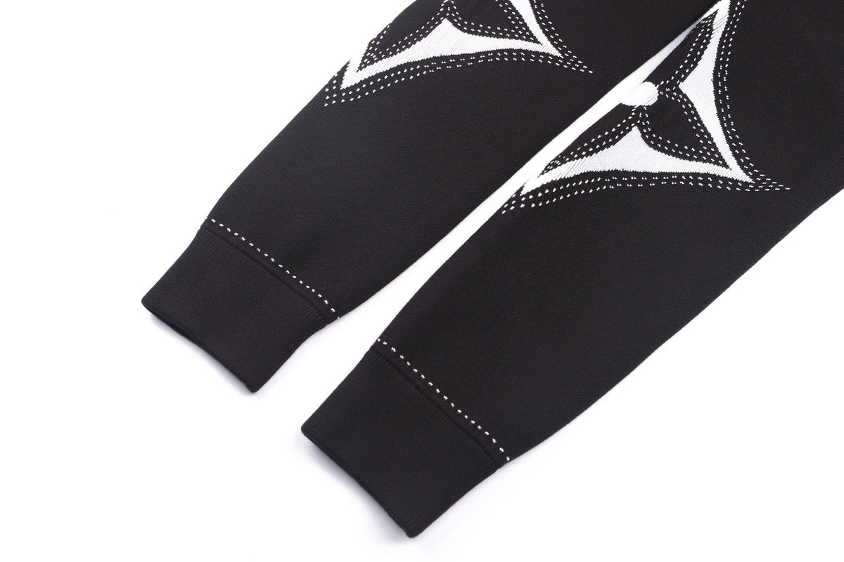 Falection FW26 Graphic Intarsia Zipped Cotton Hoodie in 2 Colors