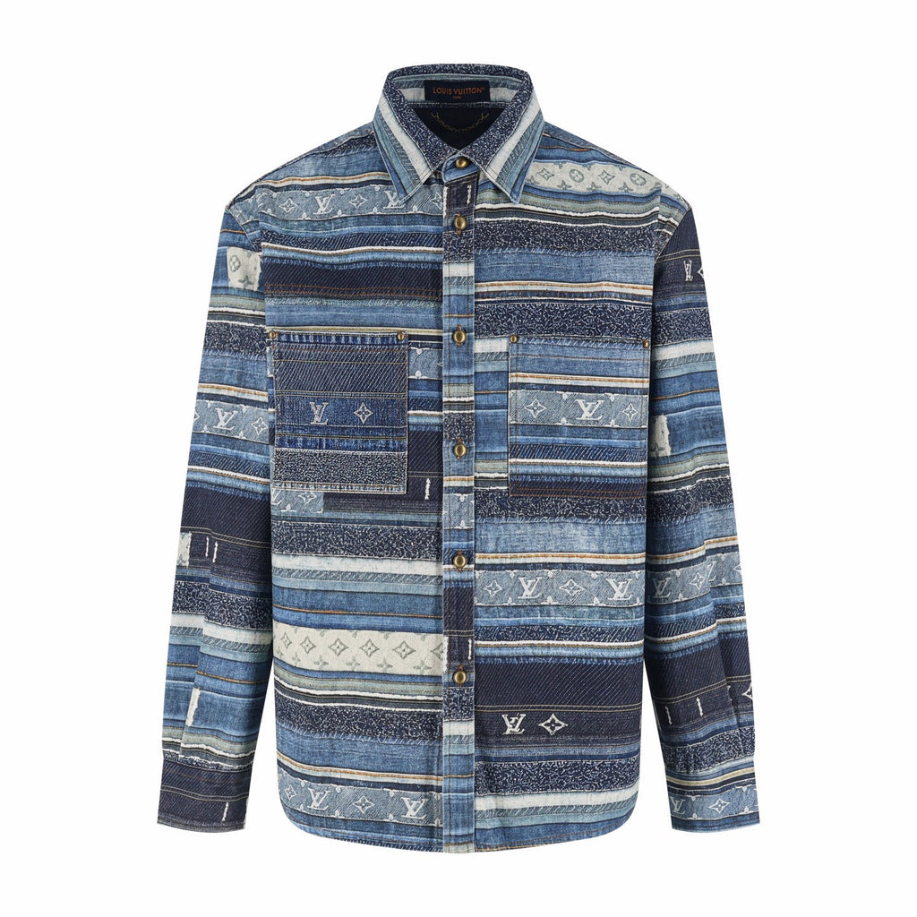 Falection SS27 Patchwork Monogram Denim Shirt