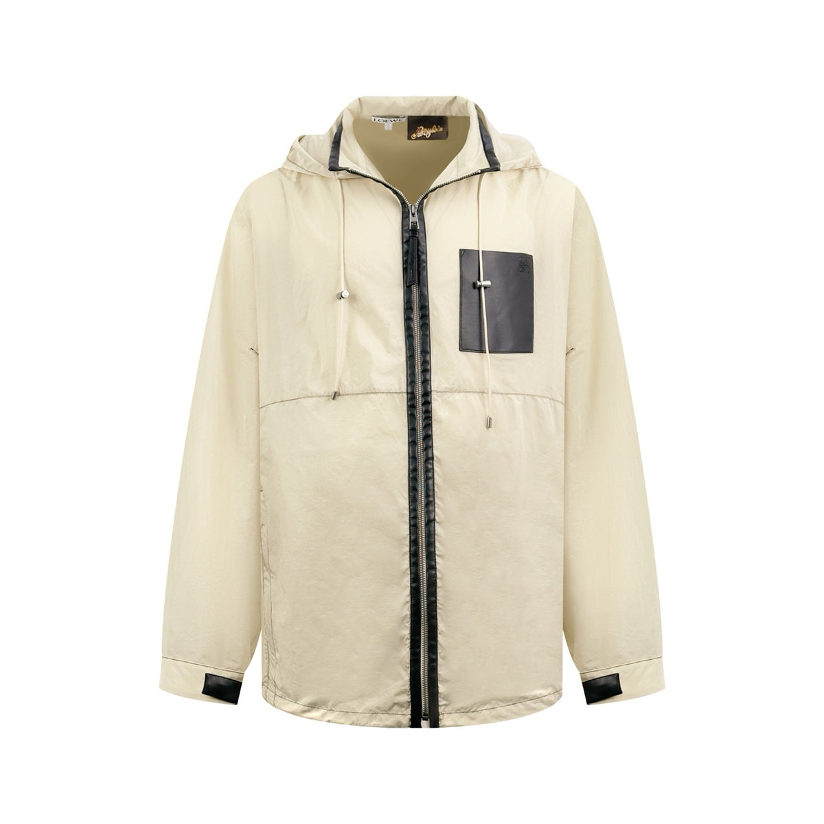 Falection Leather Trimmed Hooded Coat Beige
