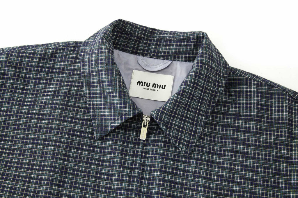 Falection FW26 Blue/Bottle Checked Flannel Blouson Jacket