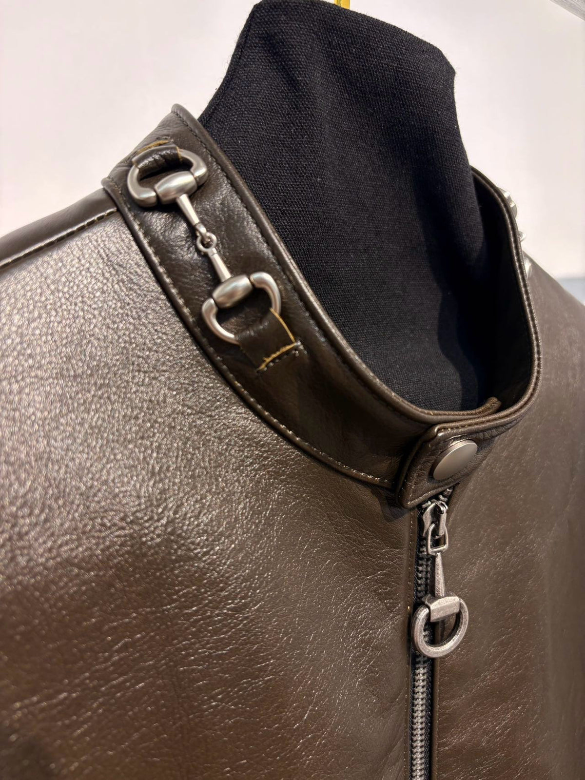 Falection FW26 Treated Bull Leather Jacket