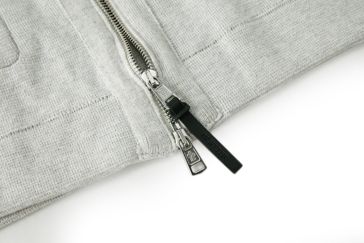 Falection FW26 Leather Logo Wool Zip Up Cardigan in 3 Colors