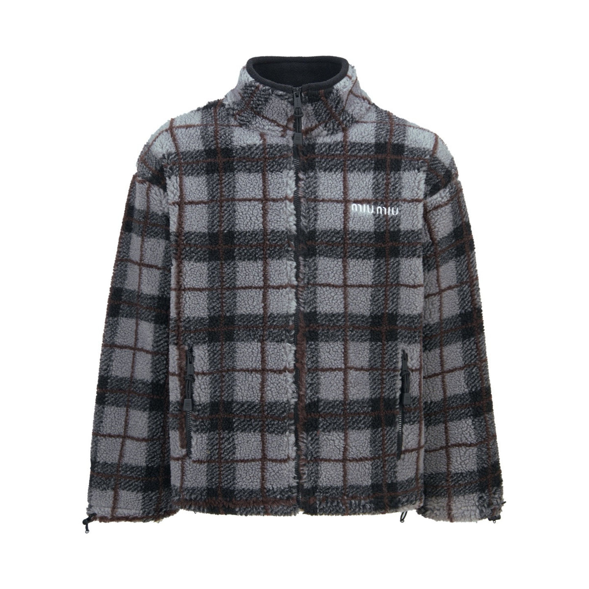 Falection FW26 Checked Teddy Zipper Jacket in 2 Colors