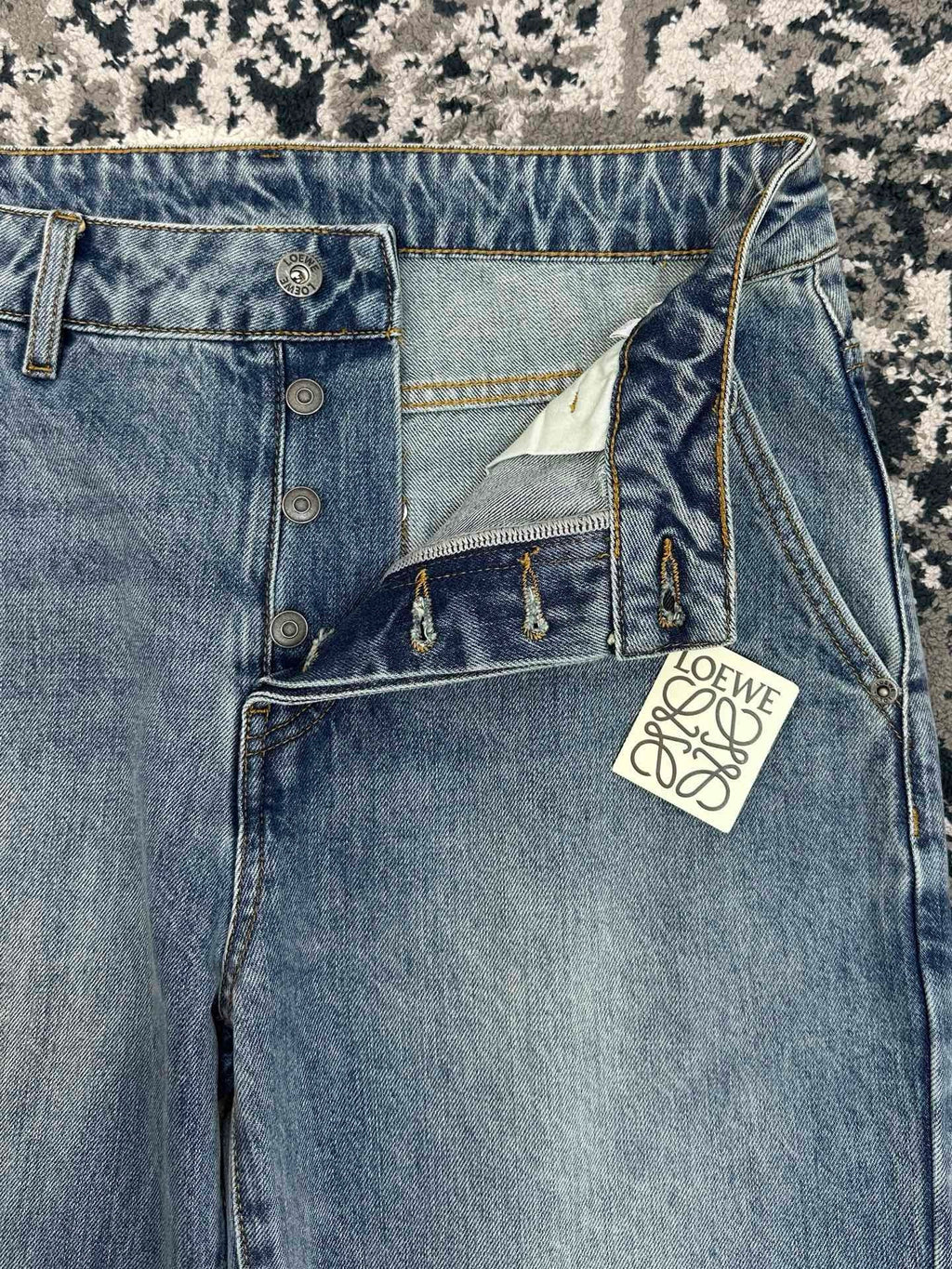 Falection FW26 Leather Patch Straight Leg Jeans in 2 Colors