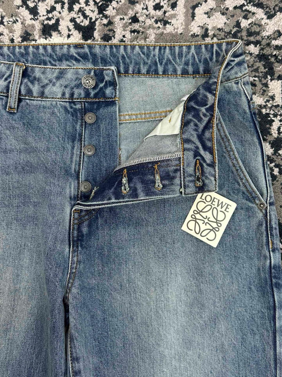 Falection FW26 Leather Patch Straight Leg Jeans in 2 Colors
