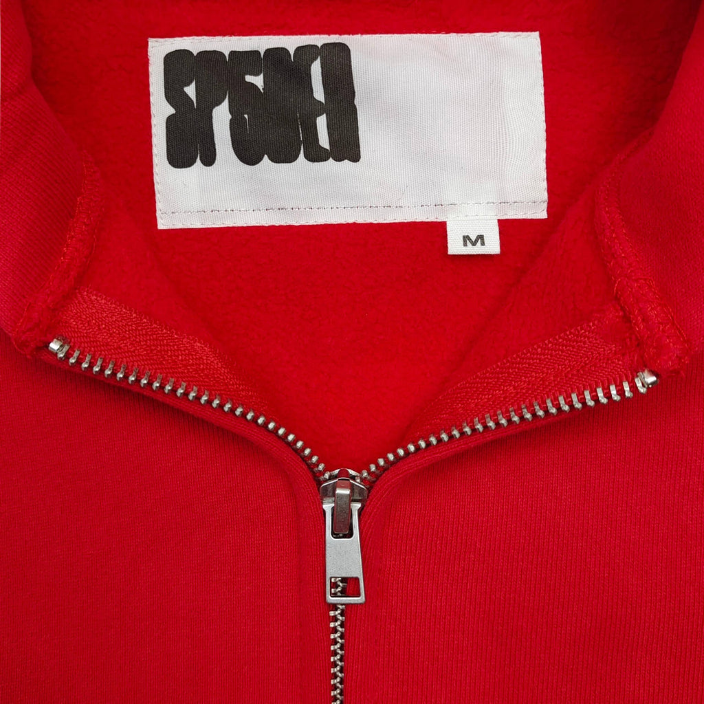 Falection Sp5der FW26 Rhinestone Web Zip Hoodie in Red