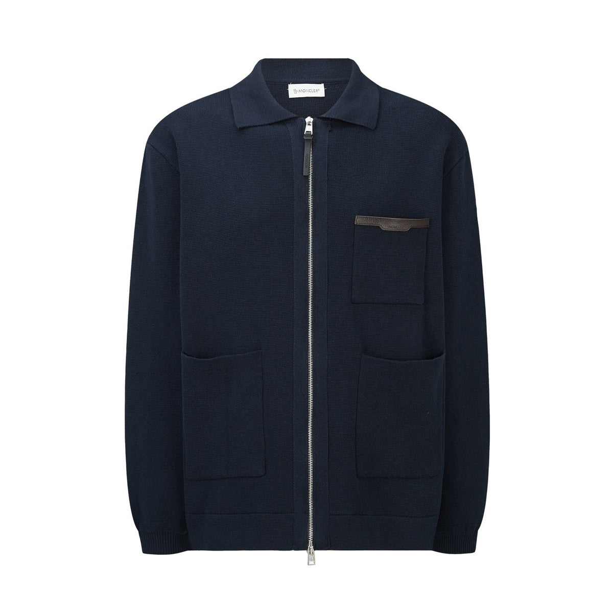 Falection FW26 Leather Logo Wool Zip Up Cardigan in 3 Colors
