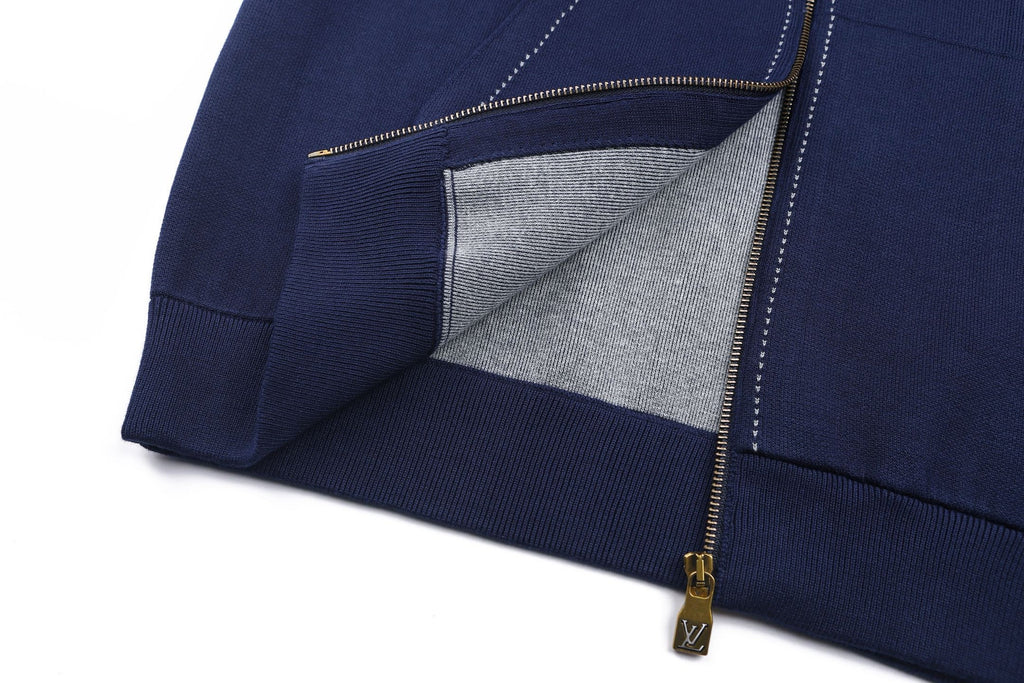 Falection FW26 Graphic Intarsia Zipped Cotton Hoodie in 2 Colors