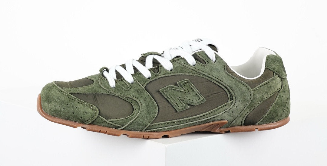 Falection NB x MIU SS26 530 SL Technical Fabric and Suede Sneaker in Olive