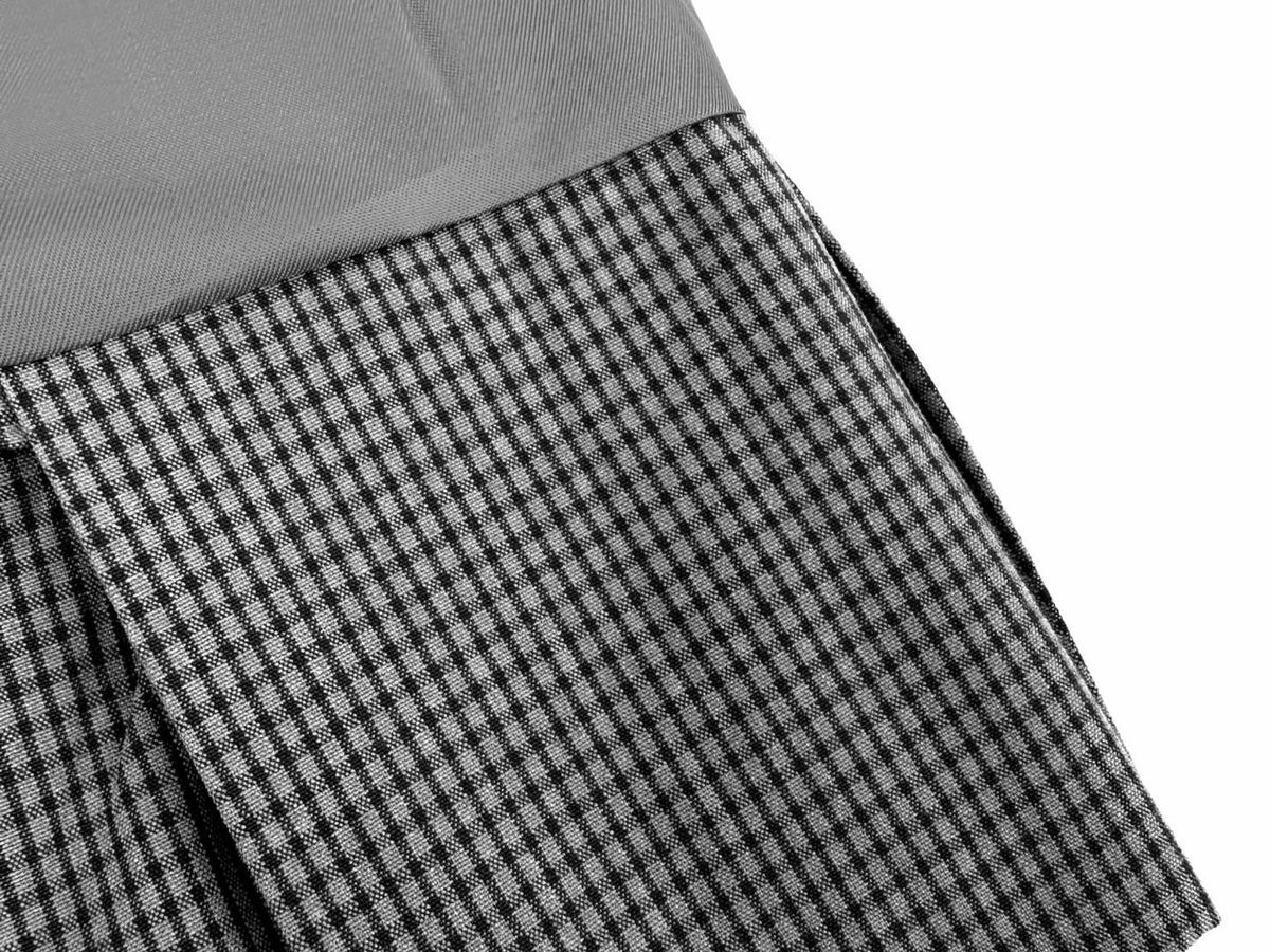 Falection FW26 Grey Checked Pleated Miniskirt