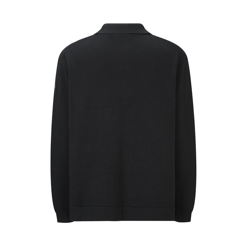 Falection FW26 Leather Logo Wool Zip Up Cardigan in 3 Colors
