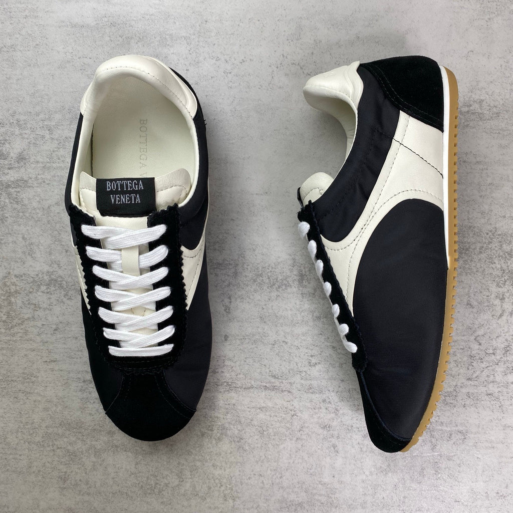 Falection FW26 Shot Sneaker Suede Strimmed in Black/White