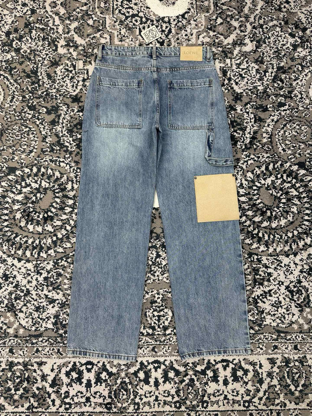 Falection FW26 Leather Patch Straight Leg Jeans in 2 Colors