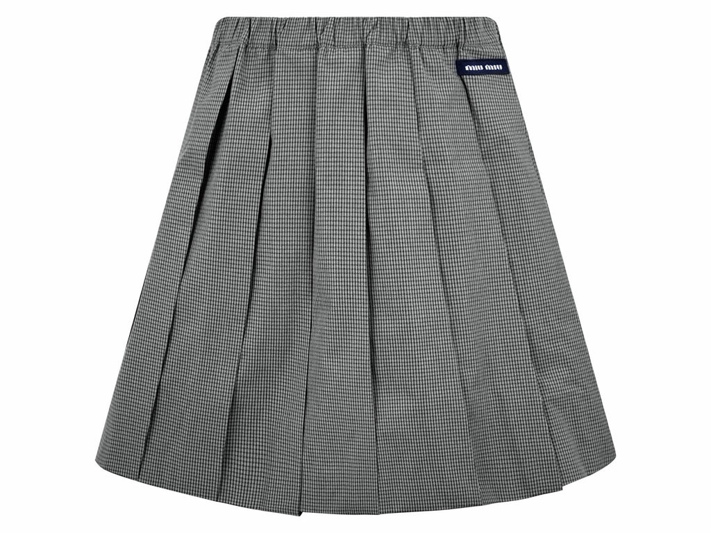 Falection FW26 Grey Checked Pleated Miniskirt