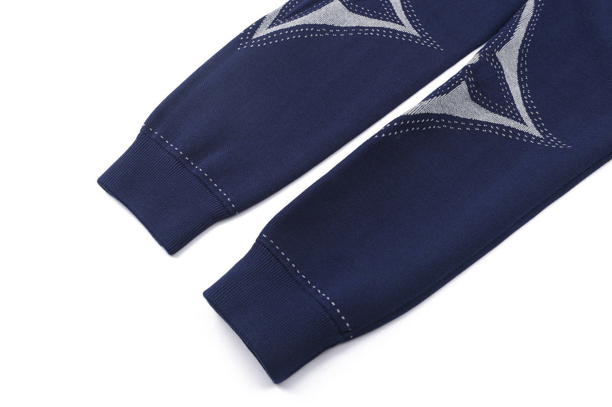 Falection FW26 Graphic Intarsia Zipped Cotton Hoodie in 2 Colors