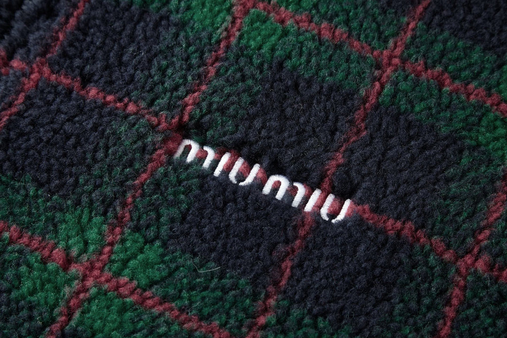 Falection FW26 Checked Teddy Zipper Jacket in 2 Colors
