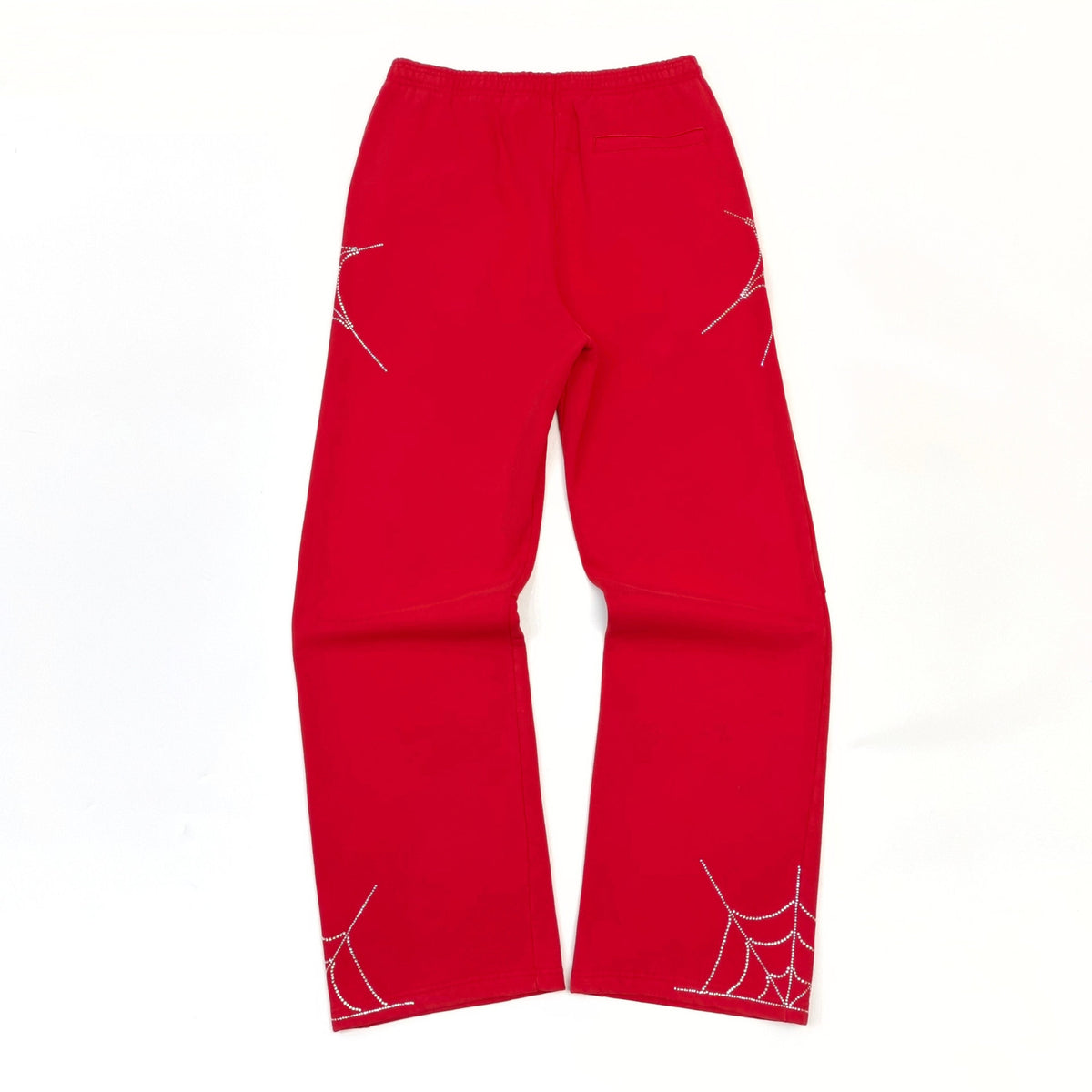 Falection Sp5der FW26 Rhinestone Embellished Sweatpants in Red