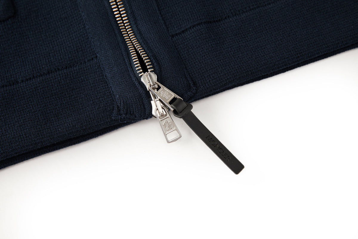 Falection FW26 Leather Logo Wool Zip Up Cardigan in 3 Colors