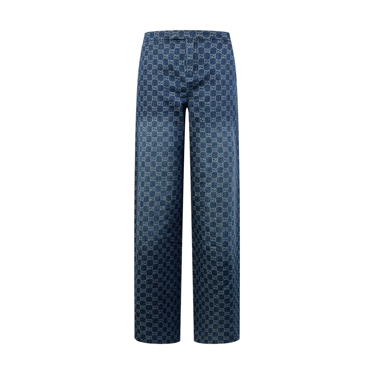Falection FW26 GG Cotton Denim Jacquard Wide Leg Pants