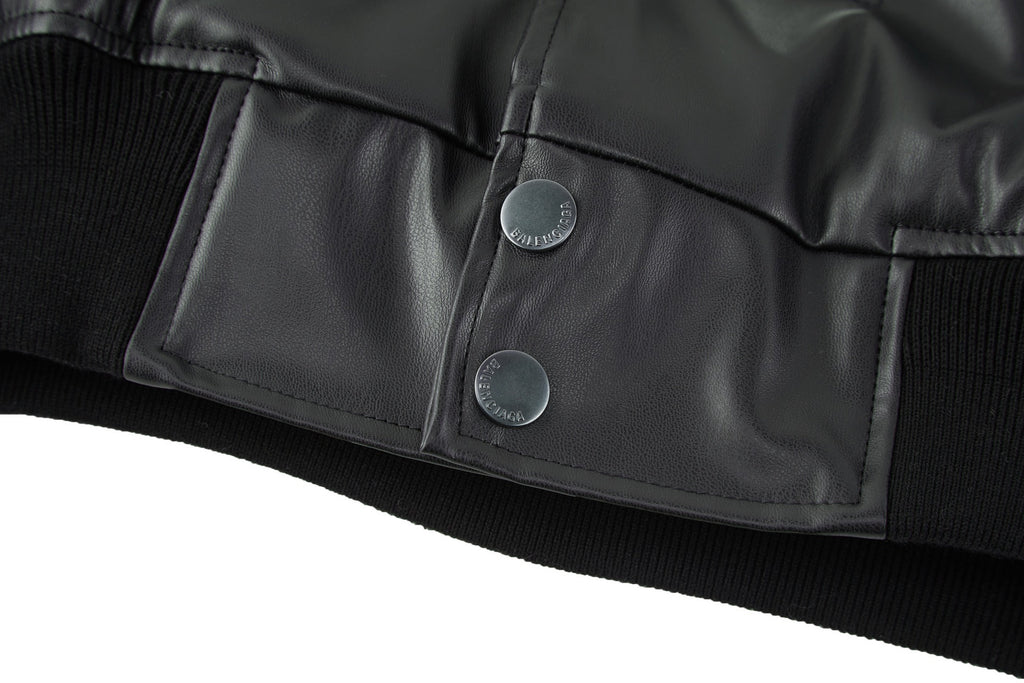 Falection FW26 Faux Leather Basketball Series Bomber Jacket