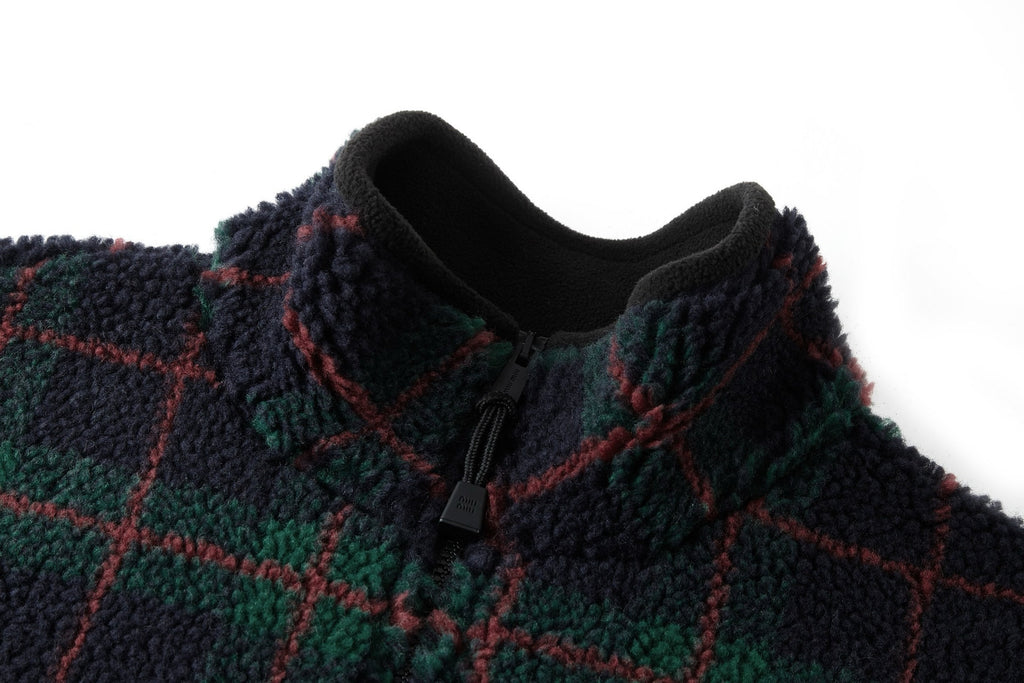 Falection FW26 Checked Teddy Zipper Jacket in 2 Colors