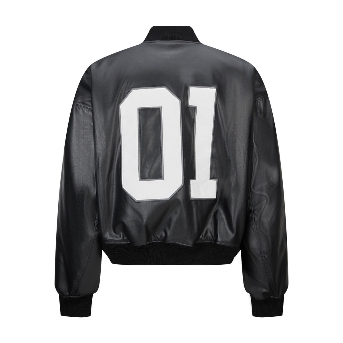 Falection FW26 Faux Leather Basketball Series Bomber Jacket