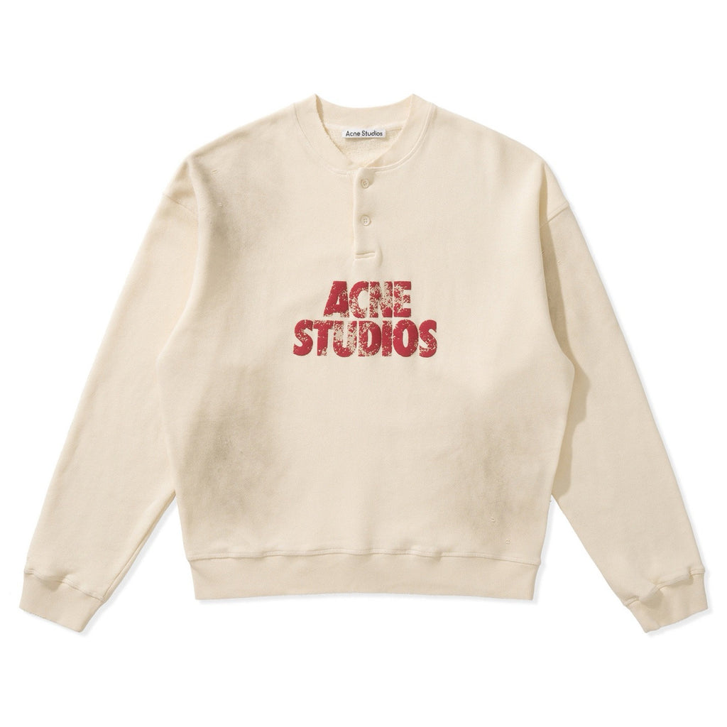 Falection FW26 Logo Distressed Fleece Henley Sweatshirt in 2 Colors
