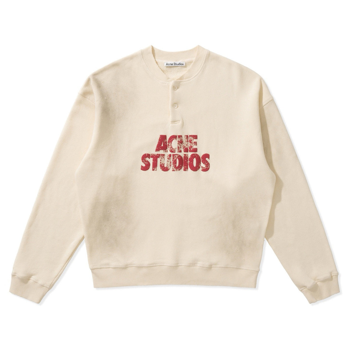 Falection FW26 Logo Distressed Fleece Henley Sweatshirt in 2 Colors