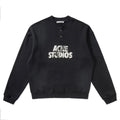 Falection FW26 Logo Distressed Fleece Henley Sweatshirt in 2 Colors