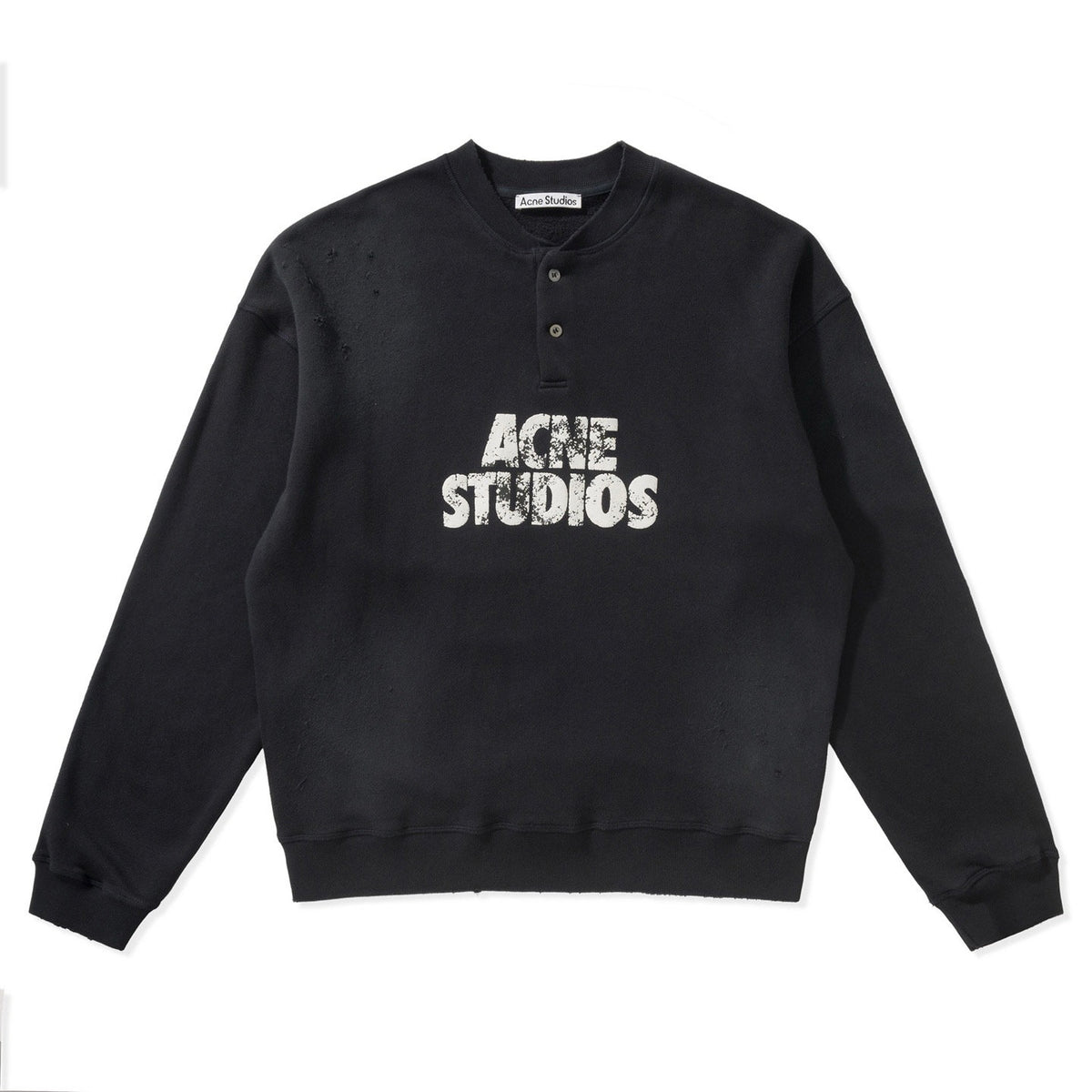 Falection FW26 Logo Distressed Fleece Henley Sweatshirt in 2 Colors