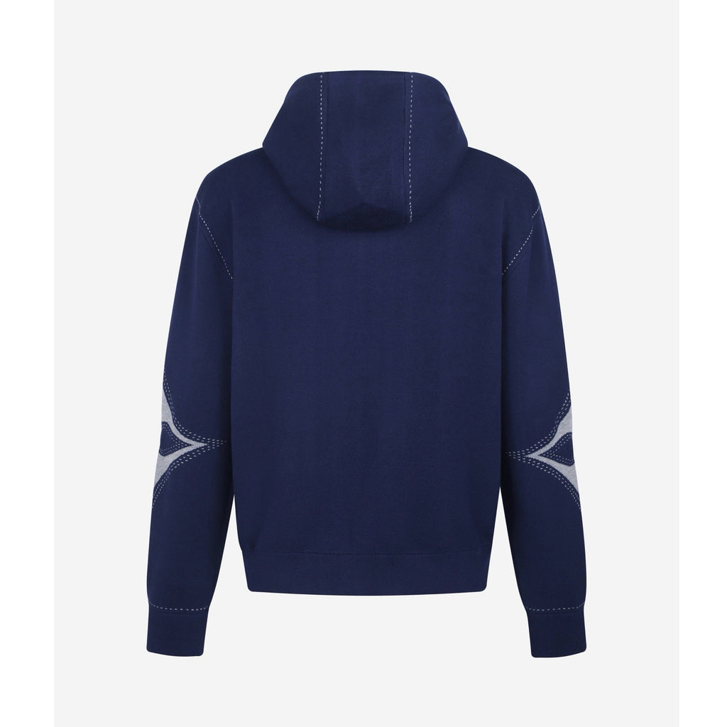 Falection FW26 Graphic Intarsia Zipped Cotton Hoodie in 2 Colors