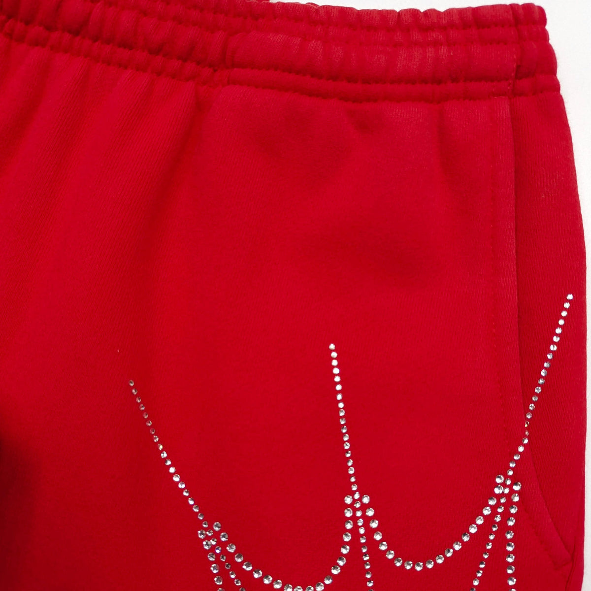 Falection Sp5der FW26 Rhinestone Embellished Sweatpants in Red