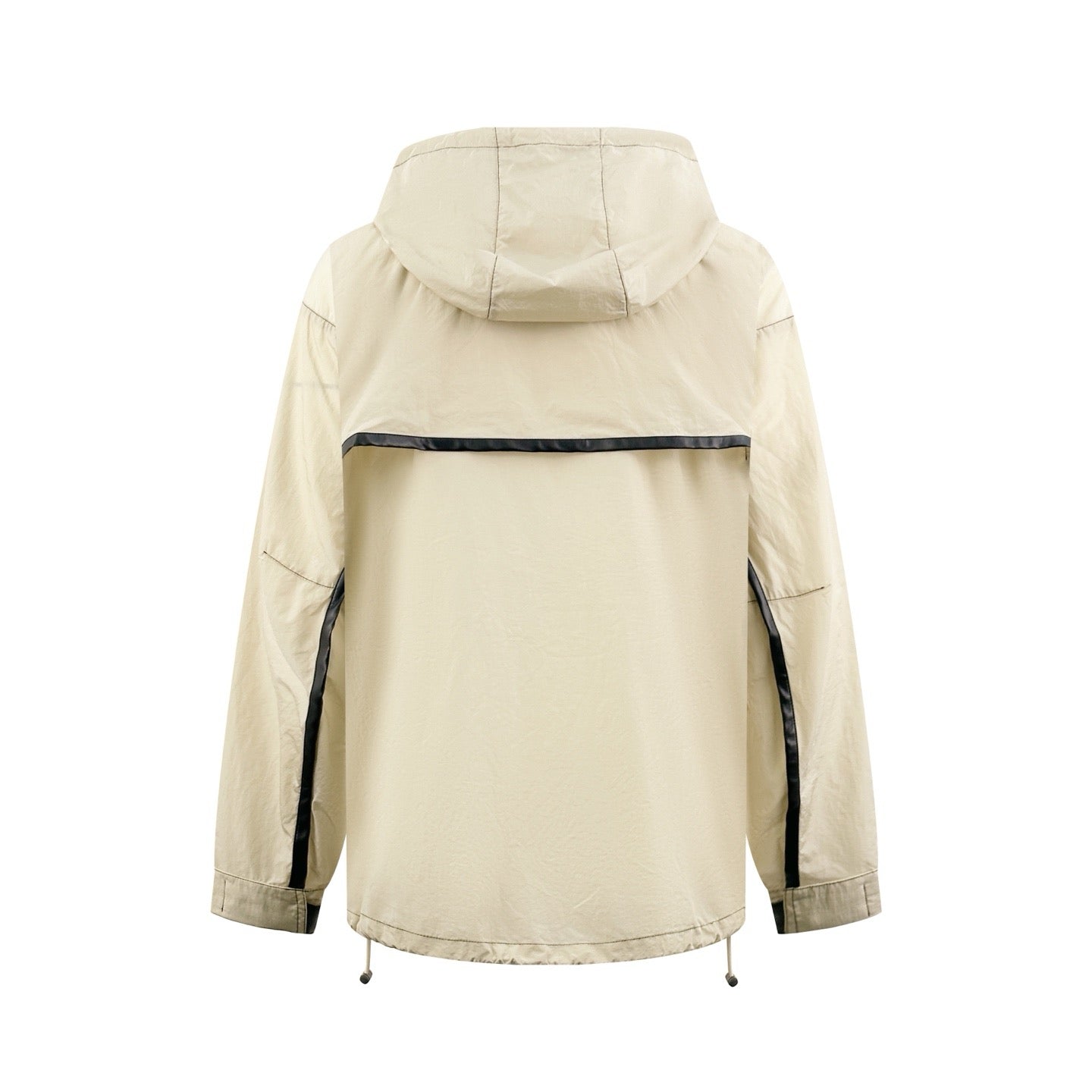 Falection Leather Trimmed Hooded Coat Beige