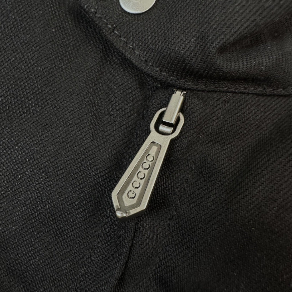 Falection FW26 Cotton Denim Jacket with Horsebit in Black