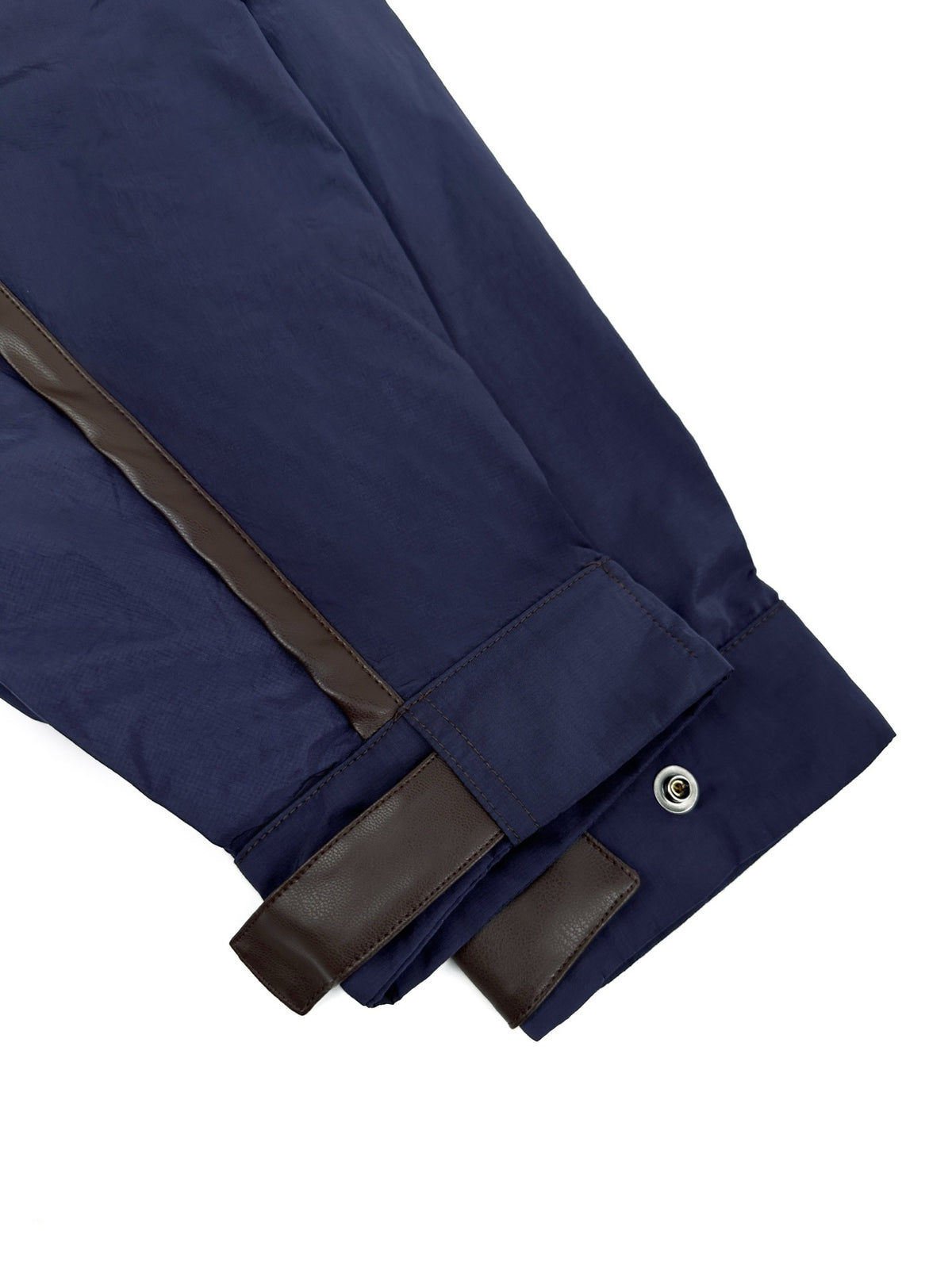Falection Leather Trimmed Hooded Coat Navy